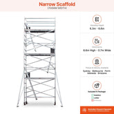 6.3m - 6.6m Narrow Aluminium Mobile Scaffold Base Tower with 4 Outriggers